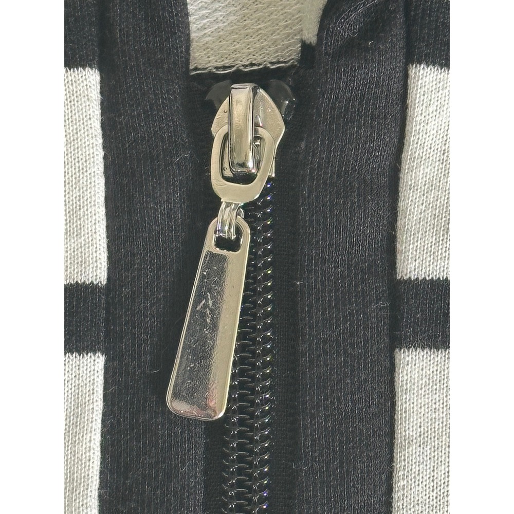 Karen Scott Sport Womens Petite XL Striped Zip Front Jacket Black White - Picture 8 of 11